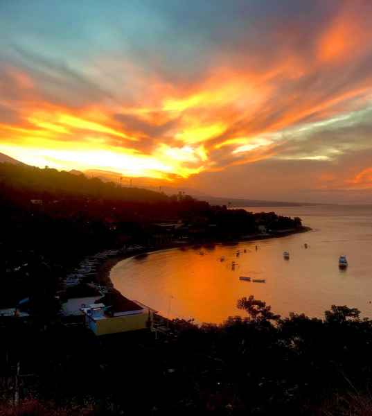 sunset in Amed, Bali from retreat center